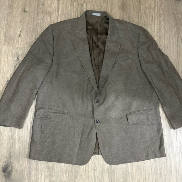 Geoffrey Beene Men’s 50R Blazer Sport Coat Brown Silk Wool Blend 2 Button Vented - Picture 10 of 12